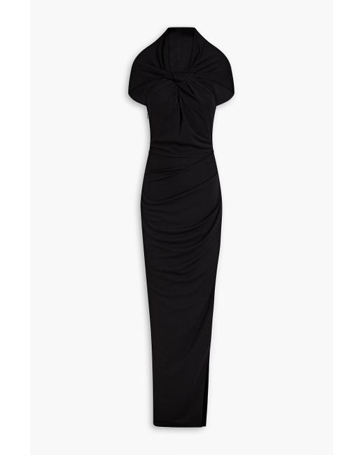 Nicholas Black Charmaine Twist-front Stretch-crepe Hooded Gown