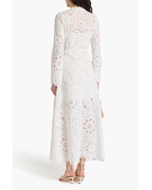 Zimmermann White Broderie Anglaise Cotton Maxi Dress