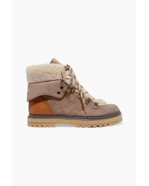 See By Chloé Brown Shearling Ankle Boots