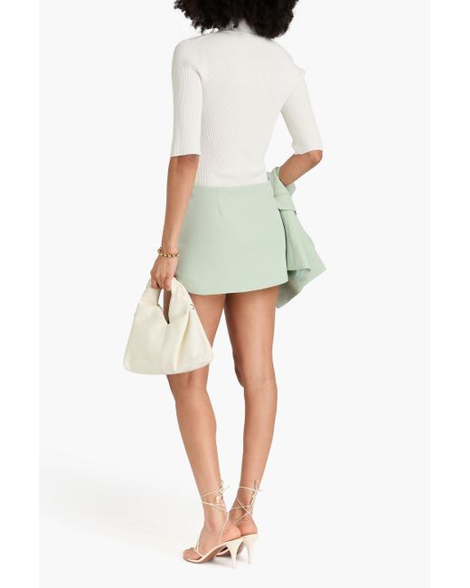 Veronica Beard Green Alida Skirt-Effect Crepe Shorts