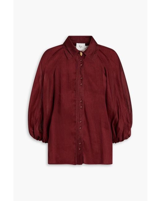 Aje. Red Palms Linen And Silk-blend Shirt