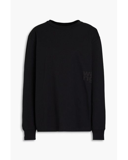 T By Alexander Wang Black Printed Cotton-jersey Top