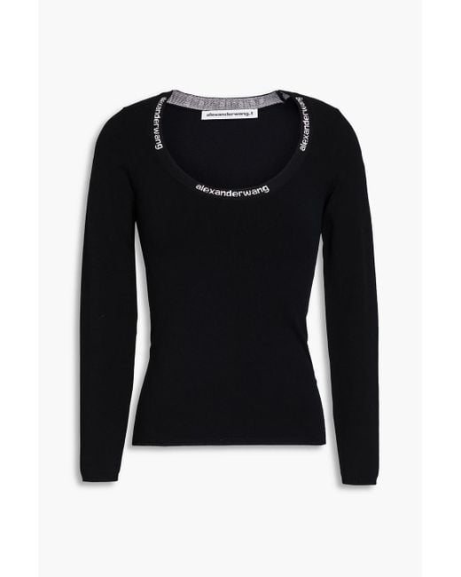 T By Alexander Wang Stretch-knit Top in Black | Lyst UK