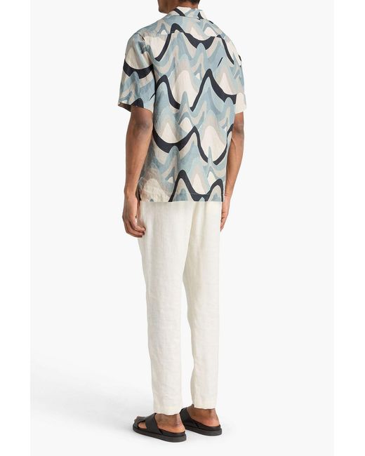 Frescobol Carioca Gray Roberto Printed Linen Shirt for men