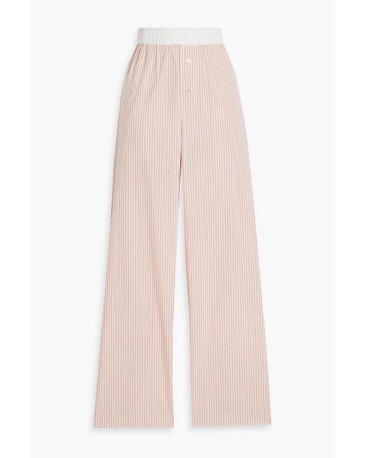 By Malene Birger Pink Helsy Striped Cotton-Poplin Straight-Leg Pants