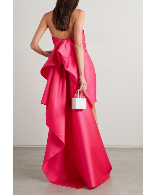 Reem Acra Red Convertible Strapless Mikado-piqué Mini Dress