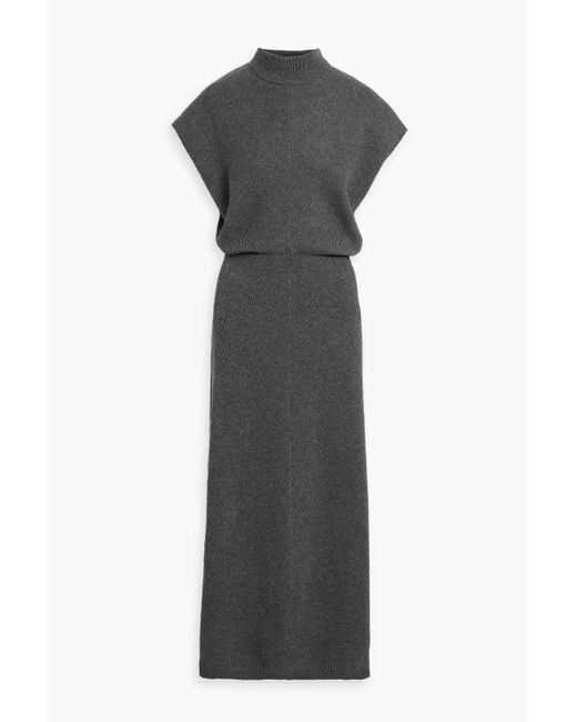 strapless open back dress Grey Ribbed Maxi Dress