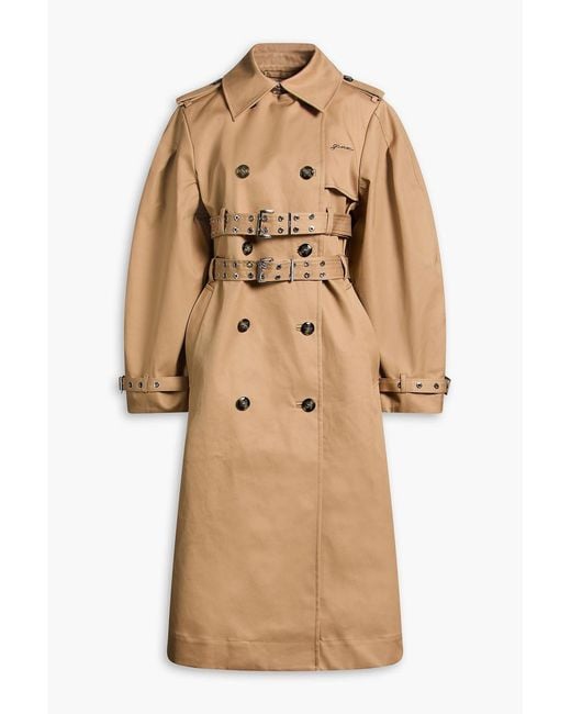 Ganni Natural Belted Cotton-Gabardine Trench Coat