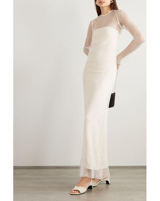 Totême  White Layered Lace And Crepe Gown