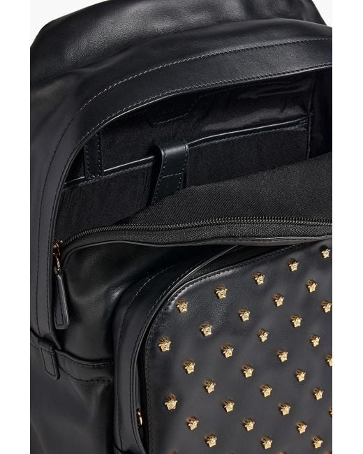 Versace Black La Medusa Embellished Leather Backpack for men