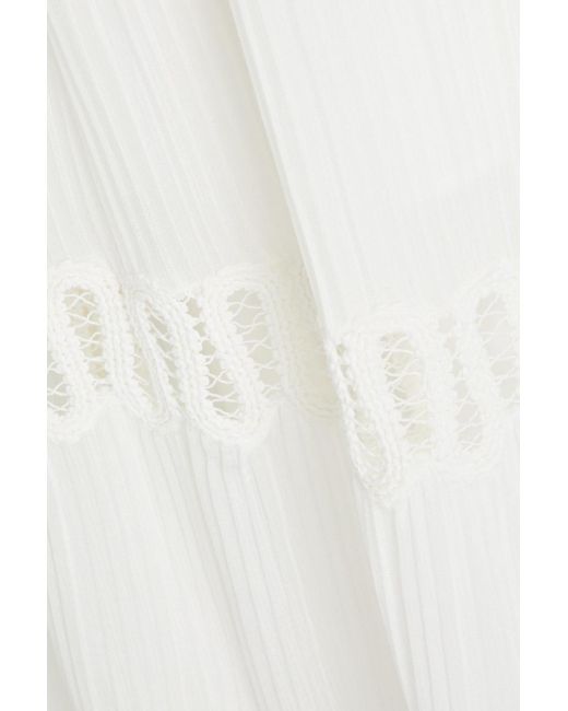 Jonathan Simkhai White Salana Crochet-trimmed Crepon Maxi Dress