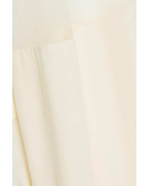 Simone Rocha White Embellished Tulle-paneled Crepe De Chine Midi Dress
