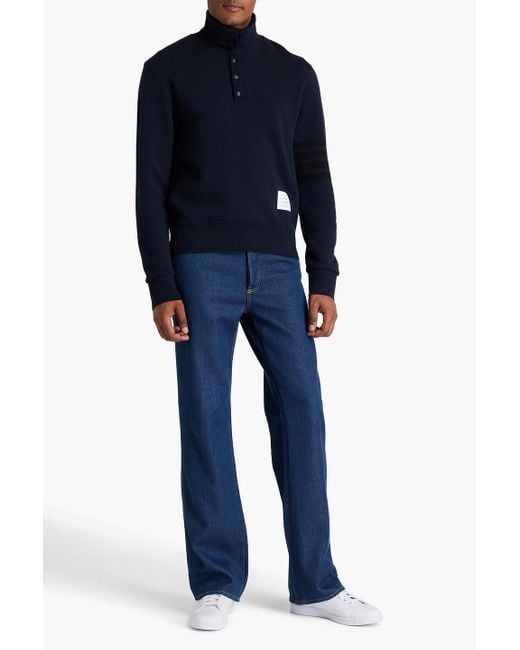 Thom Browne Blue Striped Wool Turtleneck Sweater for men