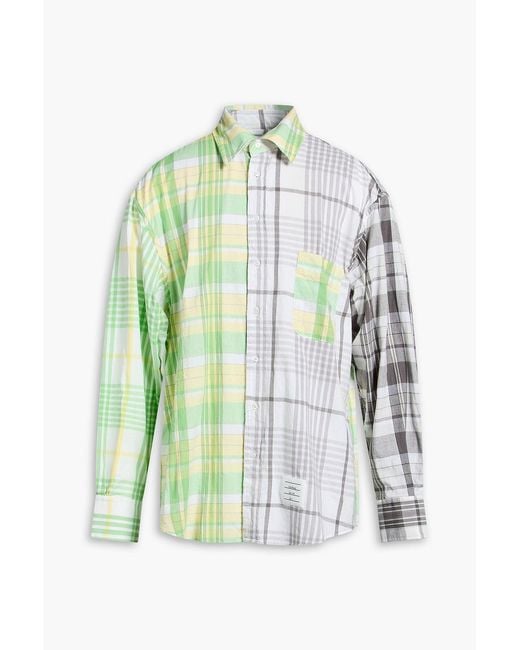 Thom Browne Green Checked Cotton Shirt for men
