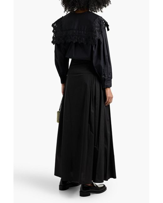 Simone Rocha Blue Broderie Anglaise-Trimmed Cotton-Poplin Shirt