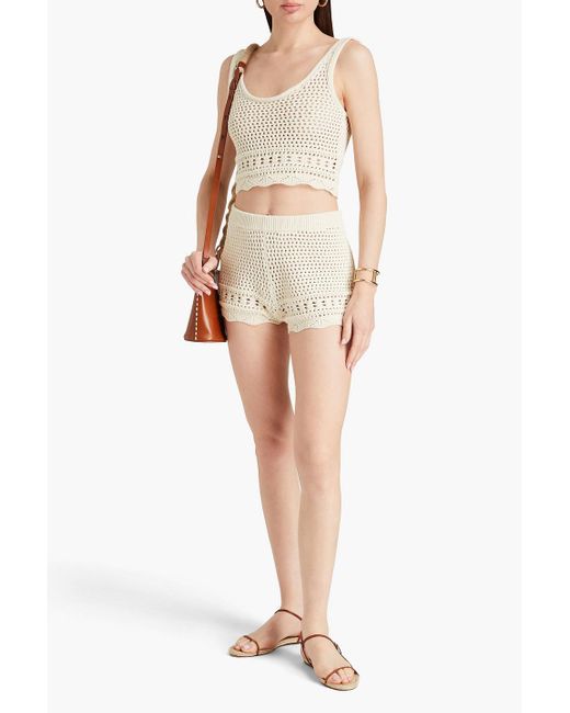 Solid & Striped Natural The Carlyle Cropped Crocheted Cotton Tank