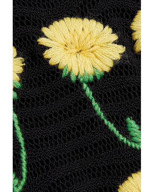 Valentino Garavani Black Embroidered Lace-paneled Crocheted Cotton-blend Maxi Dress