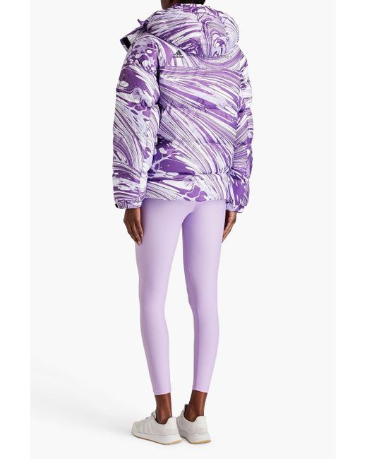 Adidas By Stella McCartney Purple Quilted Printed Shell Hooded Jacket