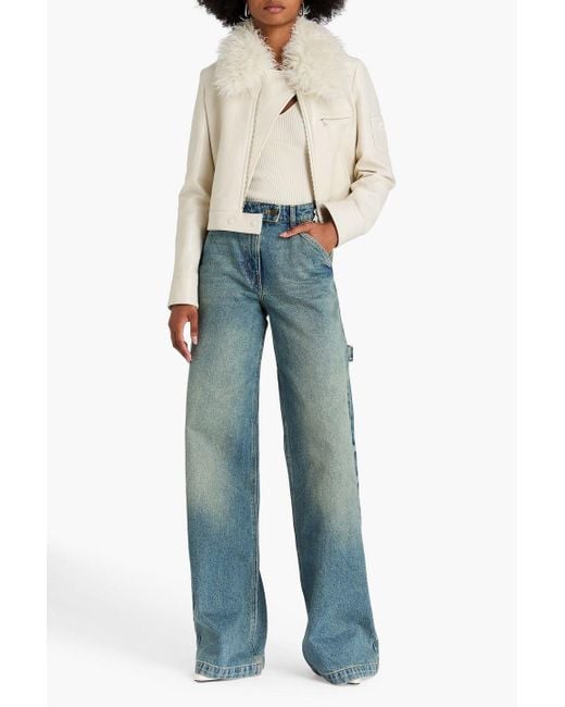 Courreges Blue Hoch sitzende jeans mit weitem bein in ausgewaschener optik
