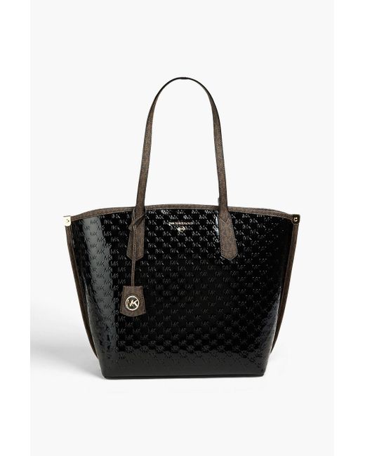 MICHAEL Michael Kors Jane Embossed Patent leather Tote in Black