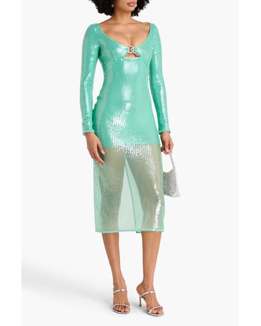 David Koma Sequined Tulle Midi Dress in Green | Lyst UK