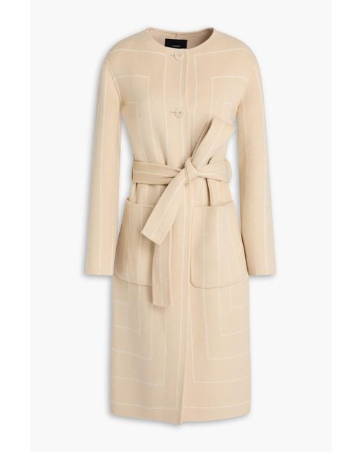Joseph Natural Scheffer Striped Wool And Silk-blend Coat