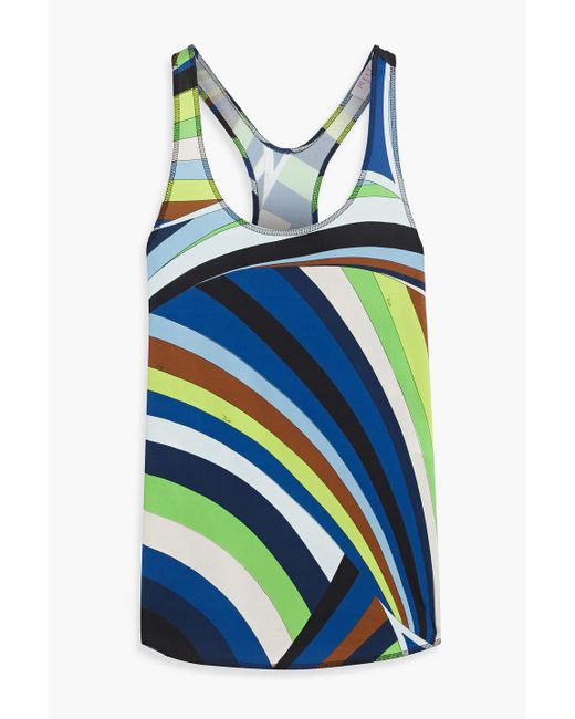 Emilio Pucci Blue Printed Stretch-jersey Tank