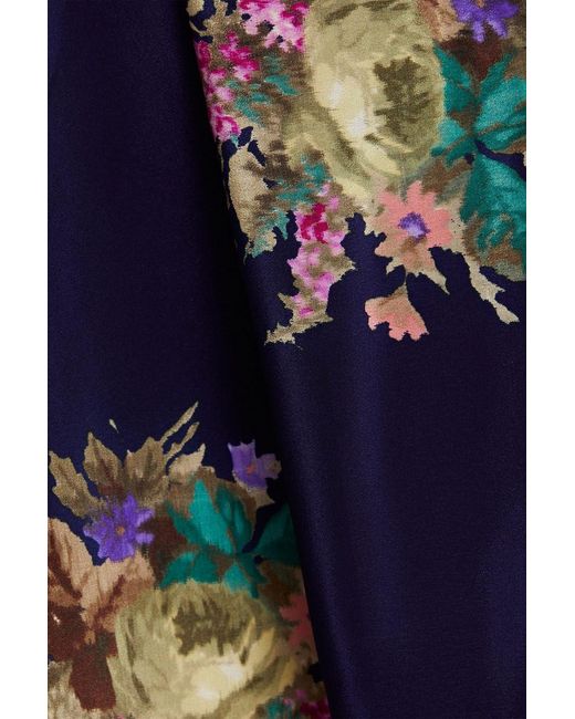 Zimmermann Blue Floral-print Silk Crepe De Chine Top