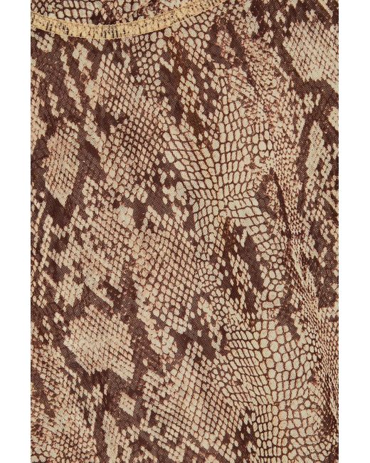 FRAME Natural Rollkragenoberteil aus stretch-mesh mit schlangenprint