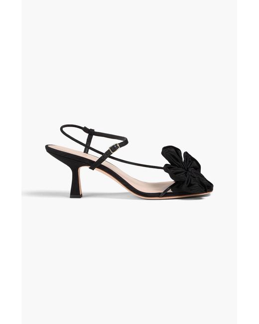 Loeffler Randall Black Frank 70 Floral-appliquéd Ottoman Sandals