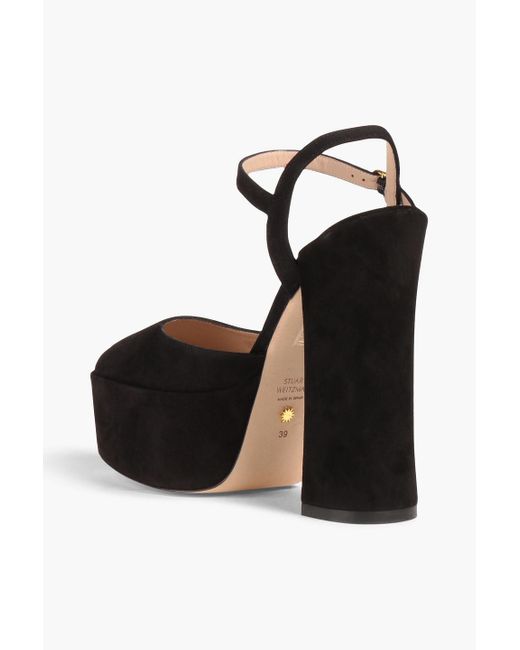 Stuart Weitzman Black Sky High 145 Suede Platform Pumps