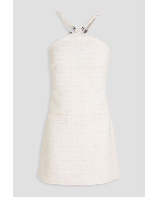 Maje White Embellished Metallic Cotton-Blend Tweed Mini Dress