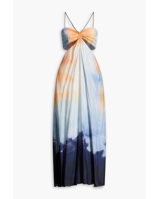 Maje Blue Cutout Printed Woven Maxi Dress