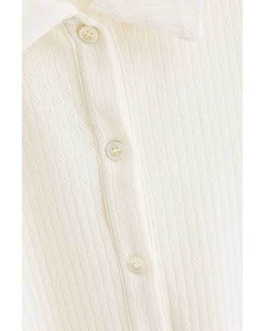 Claudie Pierlot White Pointelle-knit Cotton Shirt