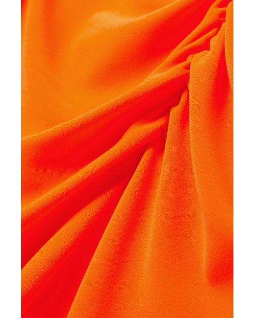 Norma Kamali Orange Strapless Ruched Stretch-jersey Mini Dress