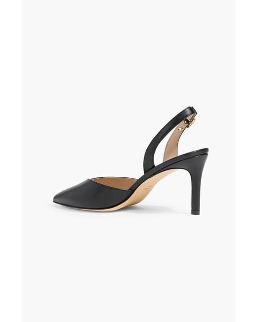 Stuart Weitzman Black Ryder 75 Leather Slingback Pumps