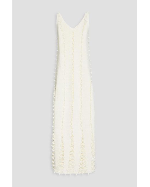 REMAIN Birger Christensen White Crochet-knit Cotton-blend Maxi Dress