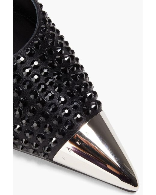 Sergio Rossi Black Crystal-embellished Satin Pumps