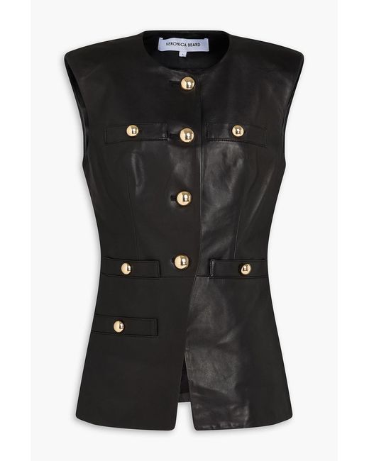 Veronica Beard Black Tamara Leather Vest