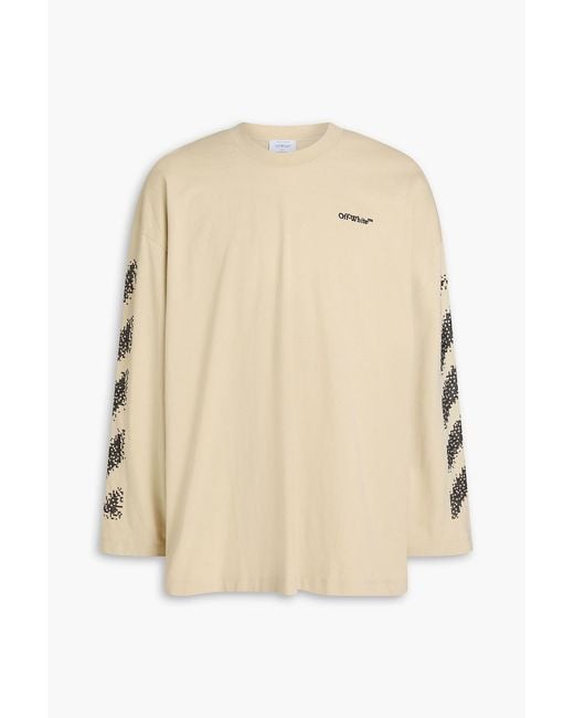 Off-White c/o Virgil Abloh Natural Embroidered Cotton-Jersey T-Shirt for men
