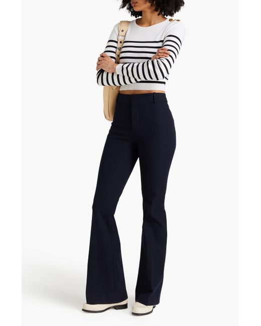 FRAME Blue Le High Flare Stretch-cotton Flared Pants