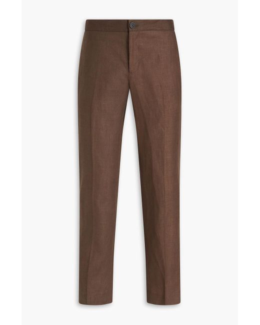 Sandro Brown Slim-fit Linen Pants for men