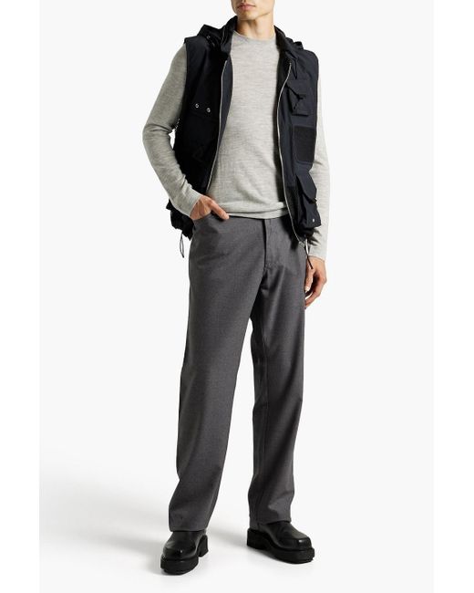 Zegna Gray Wool-Blend Flannel Pants for men