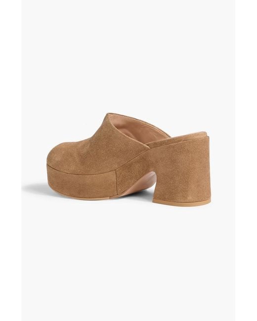 Gianvito Rossi White Lyss Suede Platform Clogs