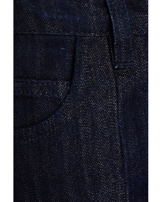 Victoria Beckham Blue Metallic High-rise Straight-leg Jeans