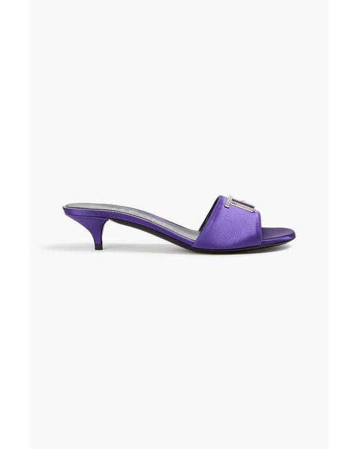Tom Ford Blue Crystal-Embellished Satin Mules