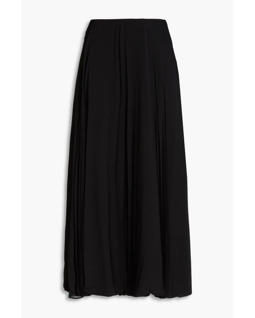 Valentino Garavani Black Pleated Silk-georgette Midi Skirt
