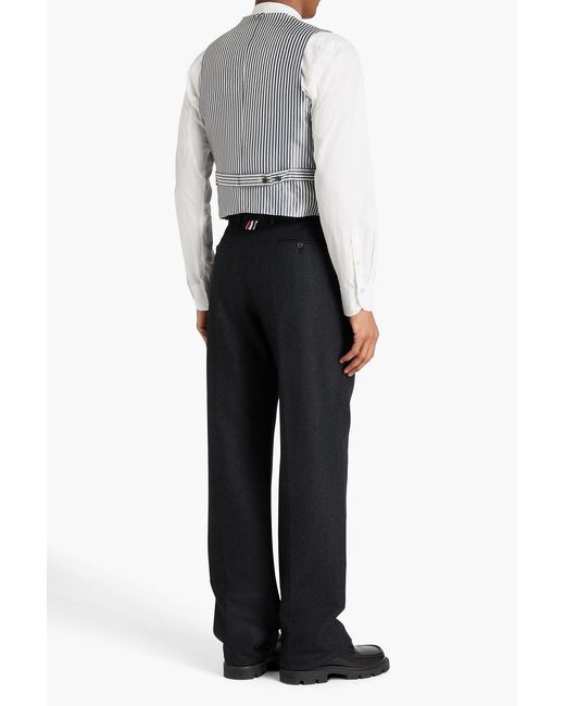 Thom Browne Gray Prince Of Wales Checked Wool-twill Waistcoat for men