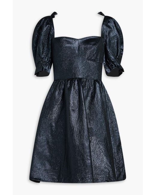 Saloni Black Rachel D Metallic Cloqué Mini Dress