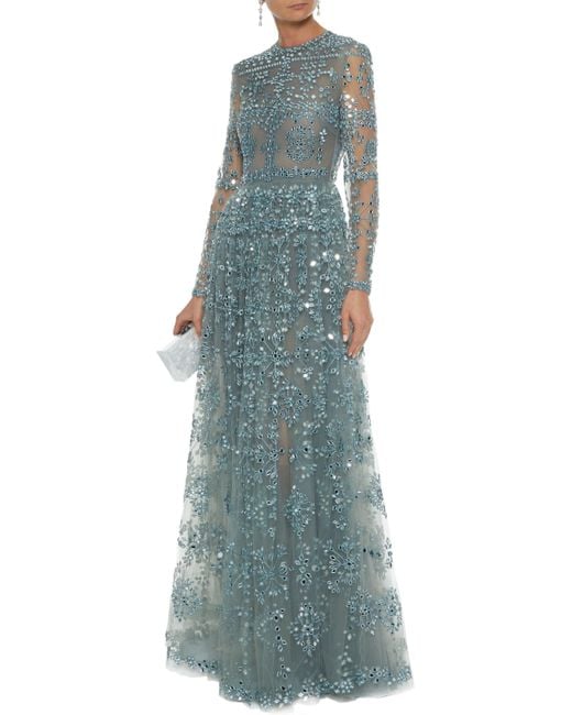 Valentino Embellished Tulle Gown in Blue Lyst - Main Image